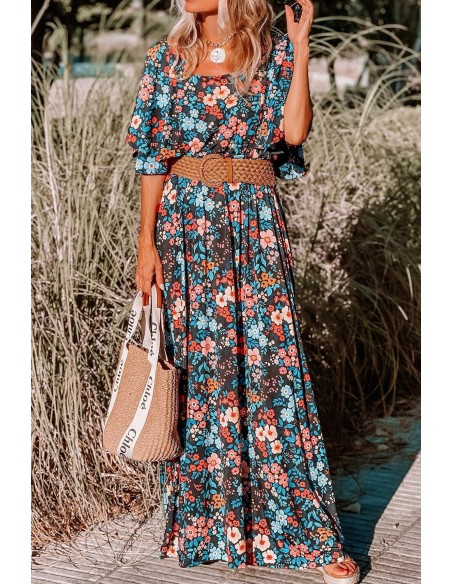 Boho Maxi Dress – Sky Blue Floral | Limited Edition