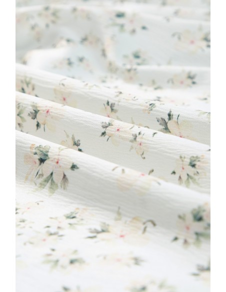 Witte Bloemen Maxi Jurk - Gesmokt Lijfje & Pofmouwen