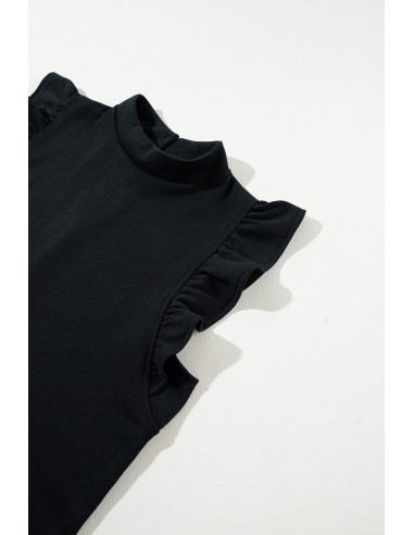 Robe Noire à Manches Volantes et Col Rond – Élégante et Confortable