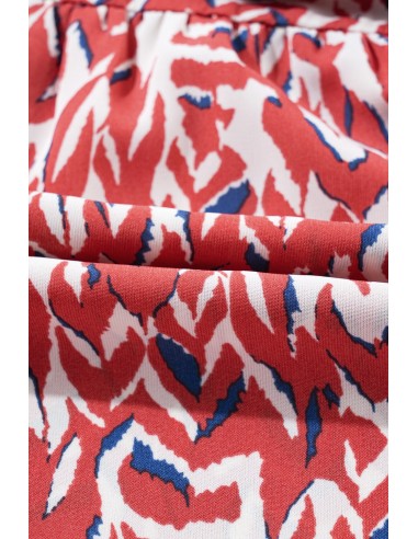 Robe Imprimée Abstraite à Col V et Taille Haute Plissée - Élégante