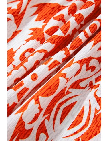 Boho Geometric Printed Long Sleeve Maxi Dress – Orange