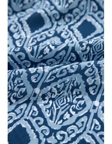 Sky Blue Western Geometric Print V Neck Blouse