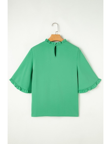 Green Round Neck and Half Sleeve Blouse – Chic and Casual