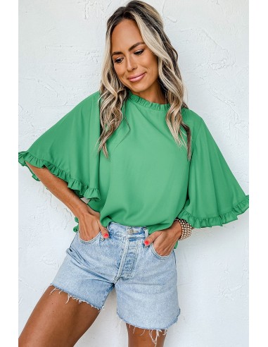 Groene Blouse met Ronde Hals en Halve Mouwen – Chic en Casual