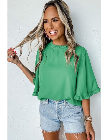 Green Round Neck and Half Sleeve Blouse – Chic and Casual