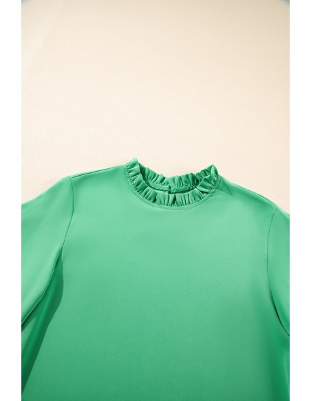 Groene Blouse met Ronde Hals en Halve Mouwen – Chic en Casual