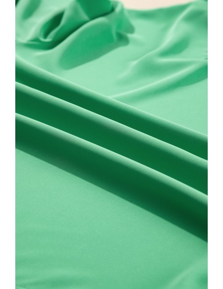 Blouse Verte à Col Rond et Manches Mi-longues