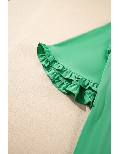 Grüne Bluse mit Rundhalsausschnitt und halb-langen Ärmeln – Schick und Lässig