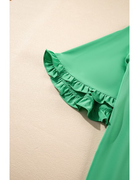 Green Round Neck and Half Sleeve Blouse – Chic and Casual