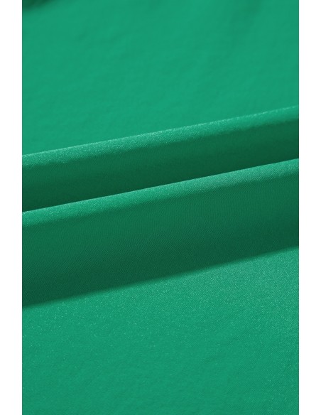 Blouse Élégante Verte à Broderie Florale et Col V Découpé 3/4