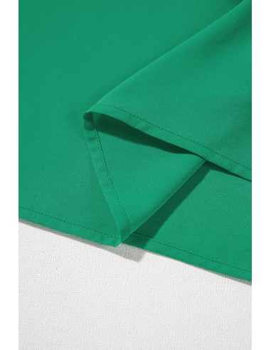 Blouse Élégante Verte à Broderie Florale et Col V Découpé 3/4