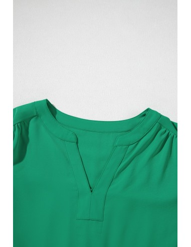 Elegante groene blouse met bloemborduursel en uitgesneden V-hals, 3/4 mouwen
