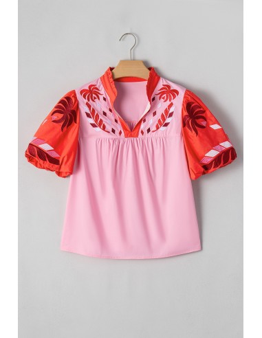 Chic Bohemian Blouse met Ballonmouwen en Bloemenborduurwerk