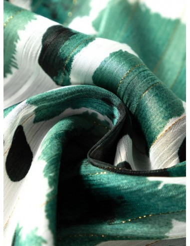 Groene geplooide blouse met volantsmouwen en metalen accenten