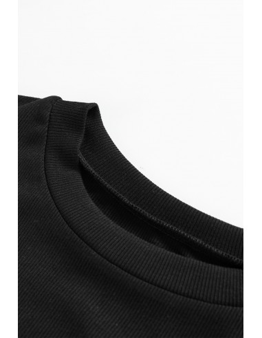 Blouse Noire à Manches Volantées en Similicuir – Chic & Élégance