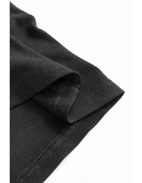 Black Blouse with Faux Leather Ruffle Sleeves – Chic & Elegant