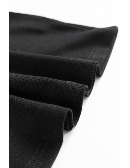 Black Blouse with Faux Leather Ruffle Sleeves – Chic & Elegant