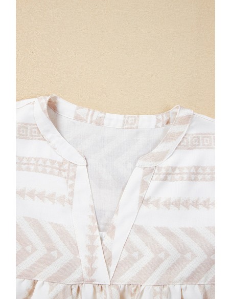 Chic Bohemian Blouse with Split V Neck – Elegance & Style