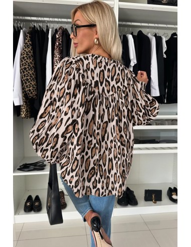 Oversized Leopard Blouse with Balloon Sleeves – Style & Comfort