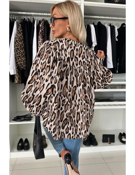Oversize Luipaard Blouse met Ballonmouwen – Stijl & Comfort