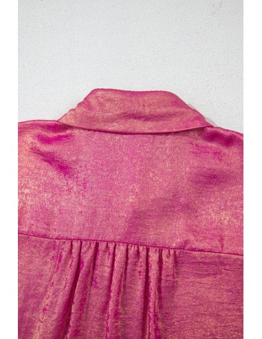 Rose Red Metallic Sheen Short Sleeve Casual Shirt – Stylish