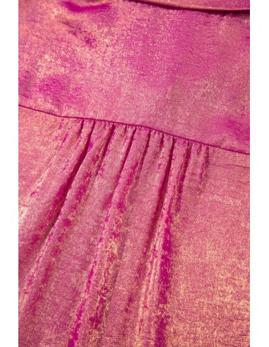 Chemise Casual à Manches Courtes Rose Rouge Métallique – Élégante