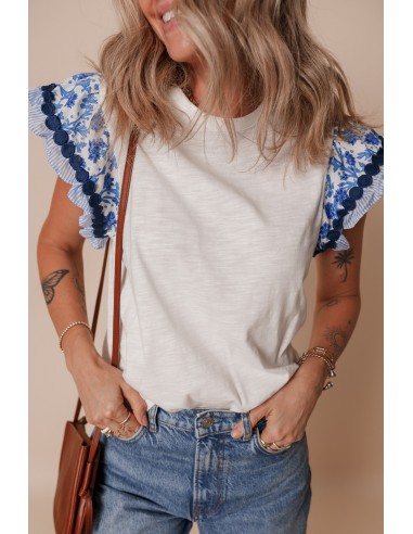 Blouse à Manches avec volants Imprimée avec Détail Ricrac – Élégante et Féminine