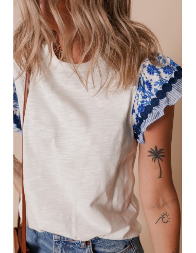 Flutter Sleeve Printed Blouse with Ricrac Detail – Stylish