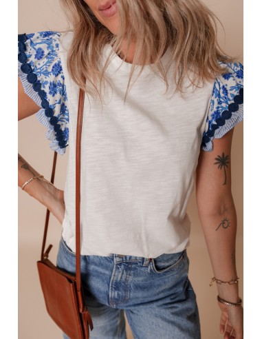 Flutter Sleeve Printed Blouse with Ricrac Detail – Stylish