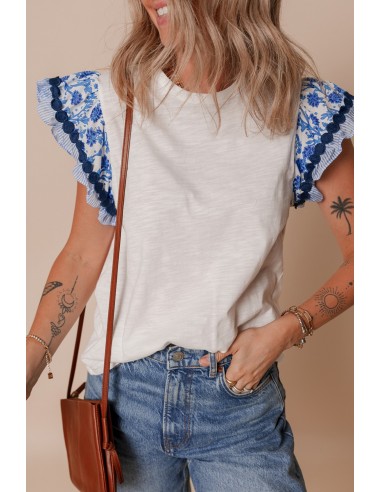 Flutter Sleeve Printed Blouse with Ricrac Detail – Stylish