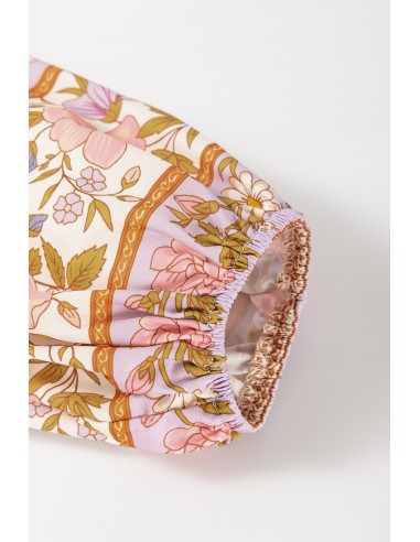 Chemise Bohème Multicolore à Imprimé Floral et Manches Bouffantes