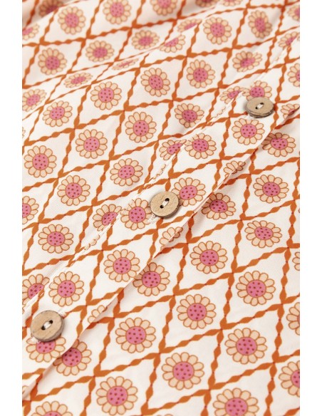 Multicolour Boho Bloemen Gemengd Print Blouse met Pofmouwen