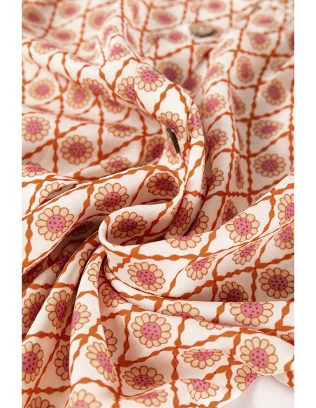 Buntes Boho-Blumenmuster Hemd mit Puffärmeln