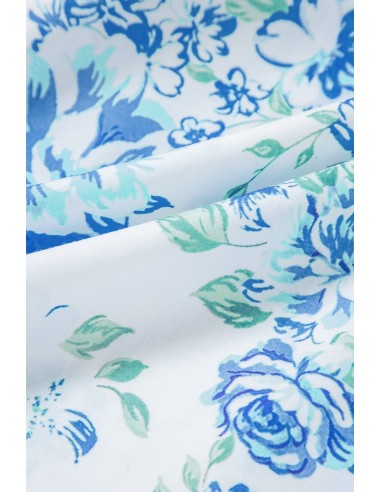 Hemelsblauw Bloemenprint Overhemd met Volantsmouwen – Chic en Elegant