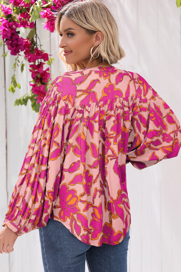 Haut Femme Manches Nouées Imprimé Fleurs – Col V, Léger, Pour L’été Et Les Occasions