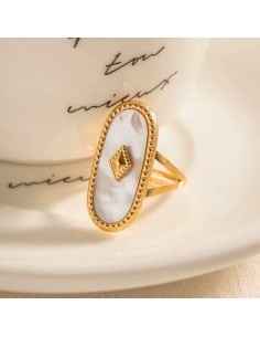Boho-Ring Gold 18K mit ovalem Naturstein