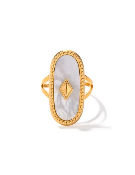 Boho Ring Gold 18K with Oval Natural Stone