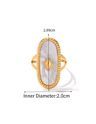 Bague Femme Nacre Plaqué Or 18K – Ajustable Bohème Chic