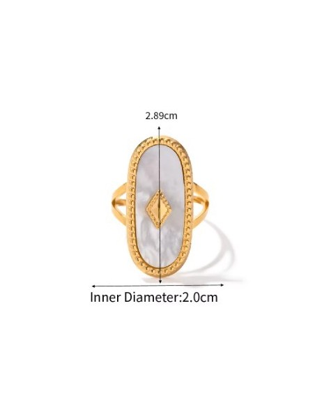 Bague Femme Nacre Plaqué Or 18K – Ajustable Bohème Chic