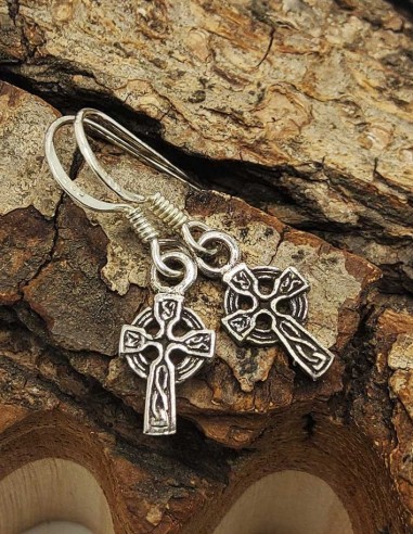 Boucles d'oreilles croix celtique en argent 925