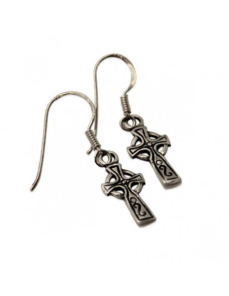 Boucles d'oreilles croix celtique en argent 925 - 7 x 15 mm
