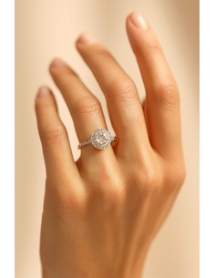 Bague solitaire avec zircons en argent 925