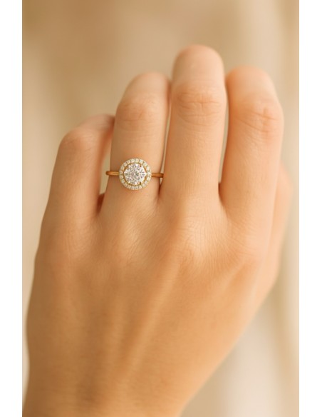 Bague solitaire zircons en argent 925 plaqué or élégant