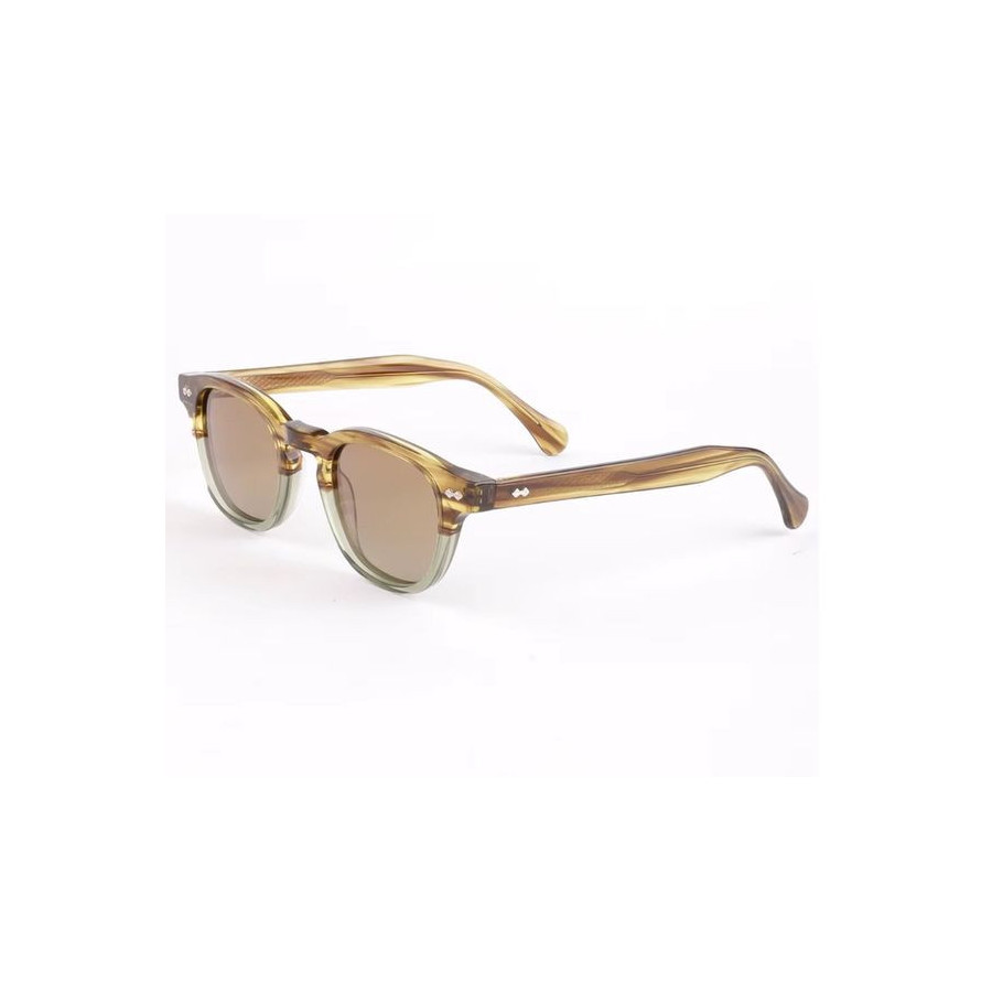 Vintage Polarized Sunglasses in Premium Acetate – Translucent Brown & Green