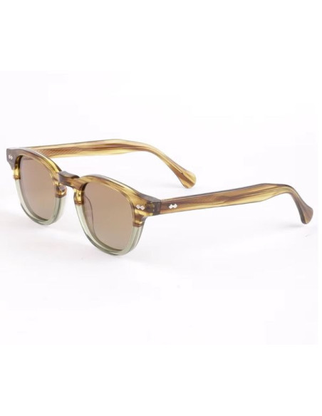 Vintage polarisierte Sonnenbrille aus Premium-Acetat – Transparentes Braun & Grün