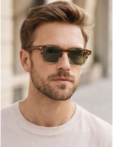 Vintage Polarized Sunglasses in Premium Acetate – Translucent Brown & Green