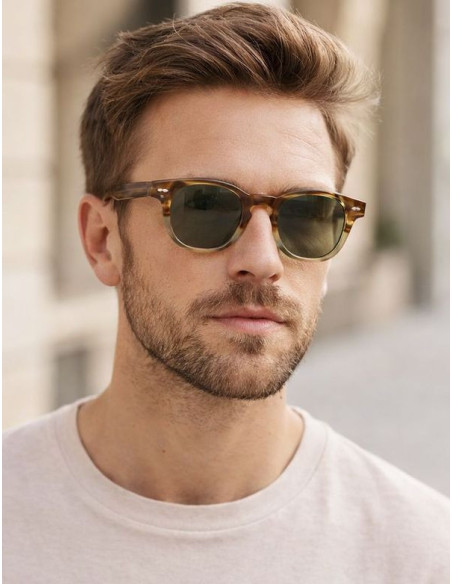 Vintage Polarized Sunglasses in Premium Acetate – Translucent Brown & Green