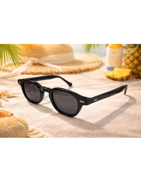 Schwarze polarisierte Sonnenbrille aus Acetat – Vintage Stil – CE