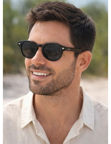 Lunettes de soleil noires polarisées en acétate – Style vintage – CE