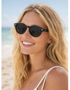 Lunettes de soleil noires polarisées en acétate – Style vintage – CE